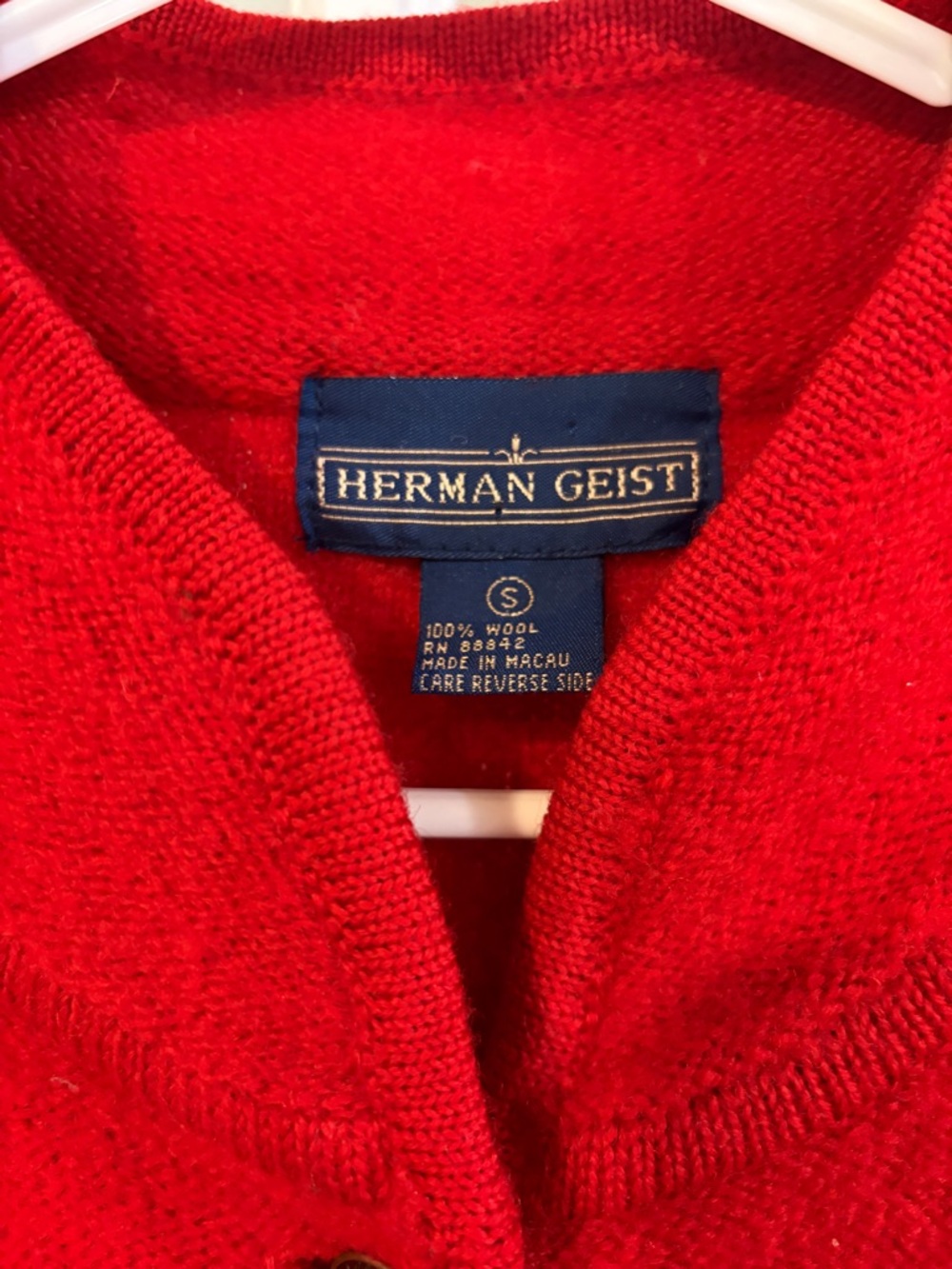Vintage Herman Geist Red Wool Coat Classic Tailored Winter Statement Jacket - Picture 2 of 3